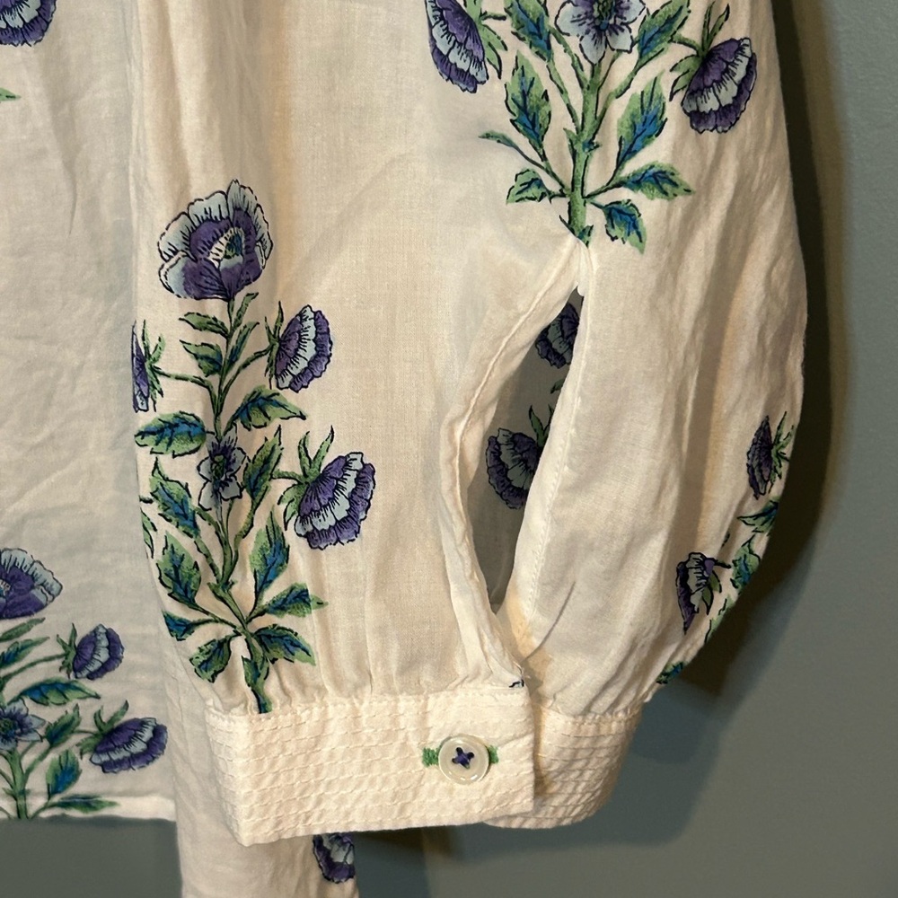Talbots White Blouse with Blue Floral Design - Picture 6 of 11